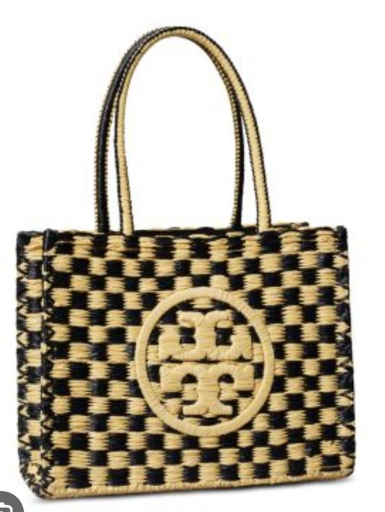 Tory Burch Handbags - Tory Burch "Ella" Raffia Tote Bag in Black & Natural NWT